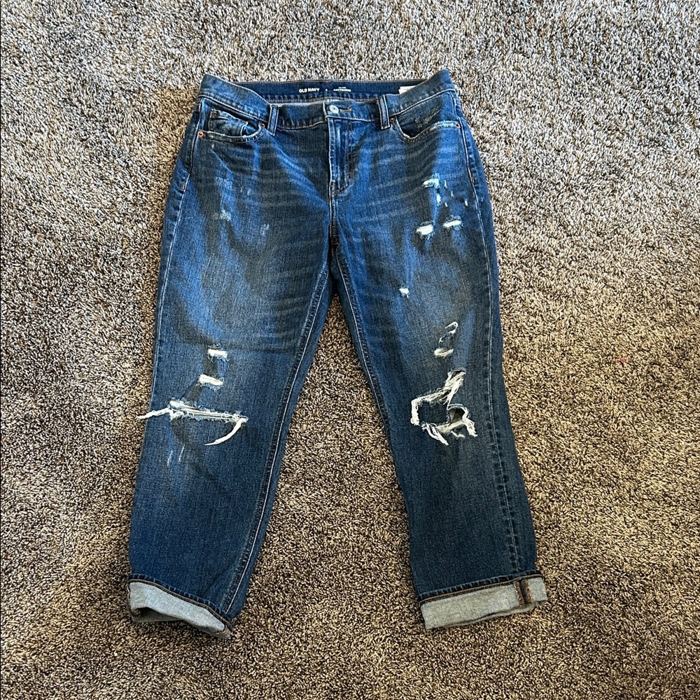 Old Navy Distressed Ankle Jeans - Dark Blue
